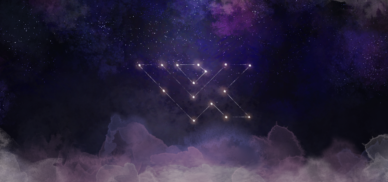 vexide logo drawn over a night sky